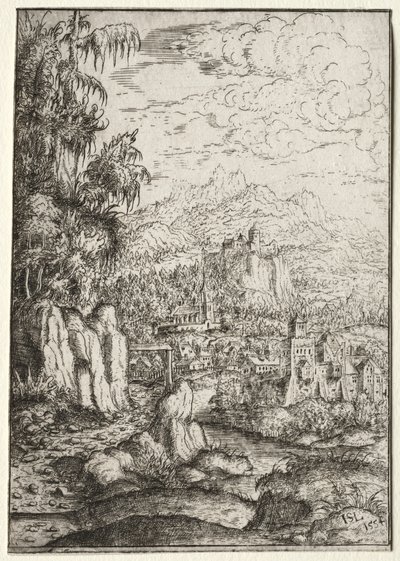 Landscape with a Road to a Castle on an Island in a River de Hanns Lautensack