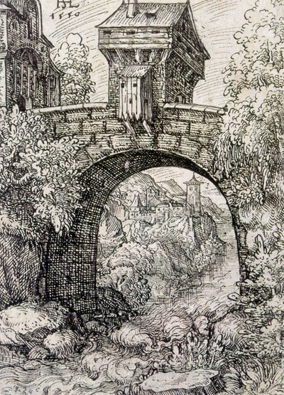 Campo con puente y agua, c.1550 de Hanns Sebald Lautensack