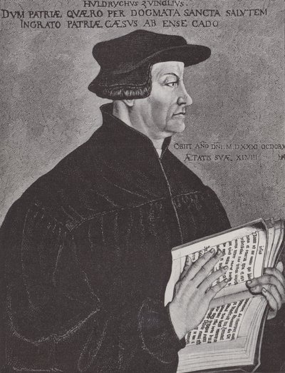 Huldrych Zwingli, líder de la Reforma en Suiza (grabado) de Hans (after) Asper