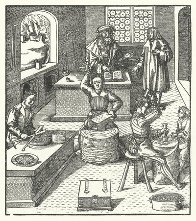 Archiduque Maximiliano de Austria en la casa de moneda de Hans (after) Burgkmair