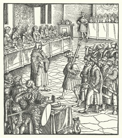 El Archiduque Maximiliano de Austria dirigiendo una obra de mimos de Hans (after) Burgkmair
