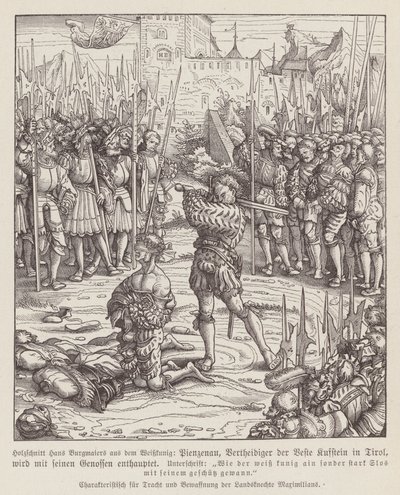 Ejecución del guardián de Kufstein, Tirol (xilografía) de Hans (after) Burgkmair