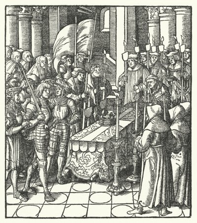 El rey Luis XII de Francia junto al ataúd de su predecesor, el rey Carlos VIII de Hans (after) Burgkmair