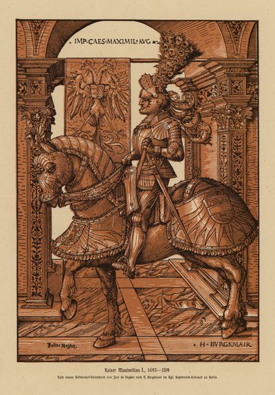 Maximiliano I, Emperador del Sacro Imperio Romano Germánico (xilografía) de Hans (after) Burgkmair