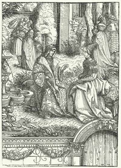 Maximiliano I, Emperador del Sacro Imperio Romano, y su esposa María de Borgoña (grabado) de Hans (after) Burgkmair