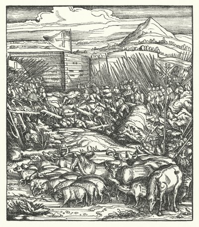 Recuperación del ganado robado por campesinos flamencos rebeldes contra el dominio del Archiduque Maximiliano de Austria de Hans (after) Burgkmair