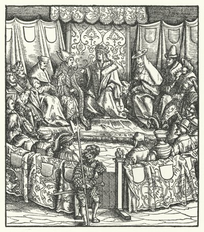 El emperador del Sacro Imperio Romano Maximiliano I negociando con los húngaros de Hans (after) Burgkmair