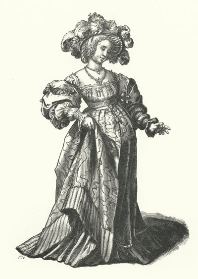 Traje de una mujer de Basilea de Hans (after) Holbein the Younger