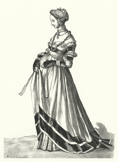 Traje de una mujer de Basilea de Hans (after) Holbein the Younger