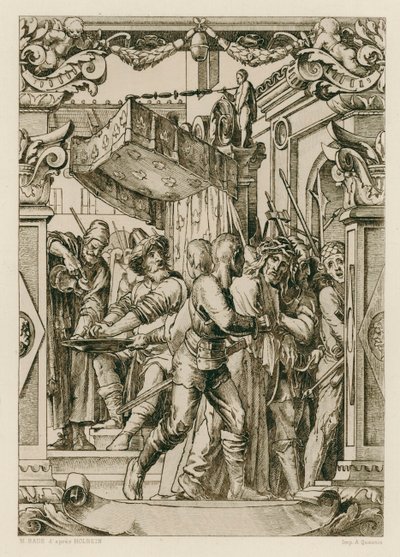 Jesucristo, Pilato lavándose las manos (grabado) de Hans (after) Holbein the Younger