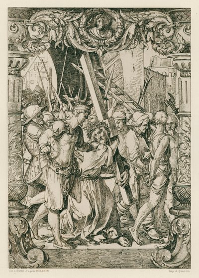 Jesucristo, subida al Calvario (grabado) de Hans (after) Holbein the Younger
