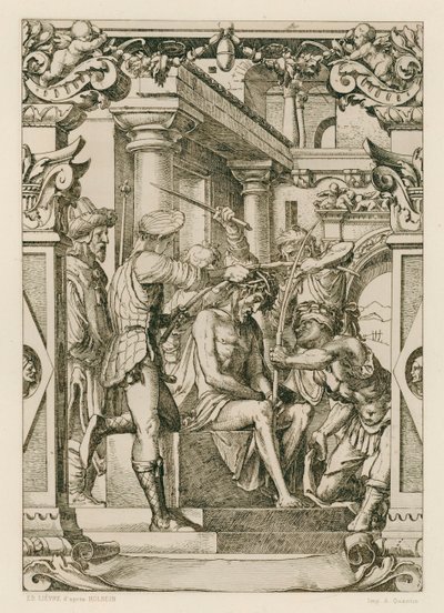 Jesucristo, coronado de espinas (grabado) de Hans (after) Holbein the Younger