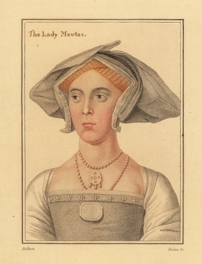 Juana, Lady Meutas, dama de compañía de Jane Seymour. ,1812 (grabado) de Hans (after) Holbein the Younger