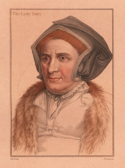 Margaret Bacon, Lady Butts, dama de compañía en la corte de Enrique VIII,1812 (grabado) de Hans (after) Holbein the Younger