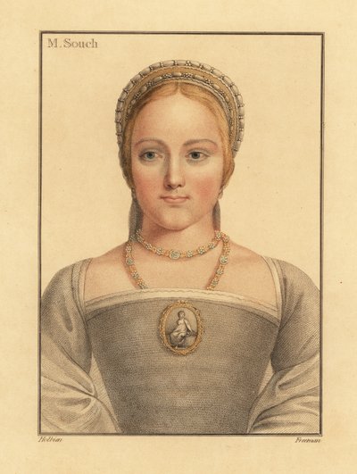 Mary Zouch, dama de compañía de Jane Seymour,1812 (grabado) de Hans (after) Holbein the Younger