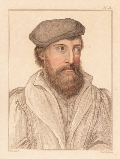 Retrato de un desconocido, corte del rey Enrique VIII, c. 1532.,1812 (grabado) de Hans (after) Holbein the Younger