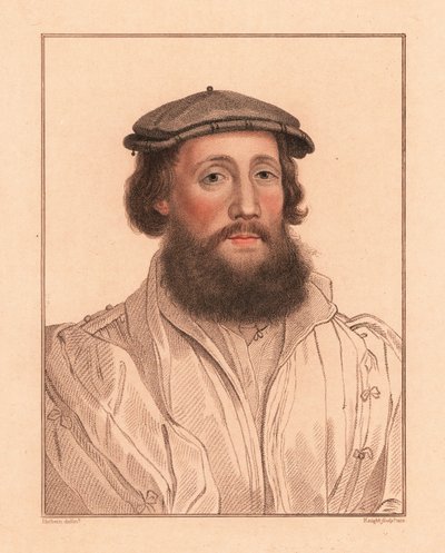 Retrato de un desconocido, corte del rey Enrique VIII, c. 1532.,1812 (grabado) de Hans (after) Holbein the Younger