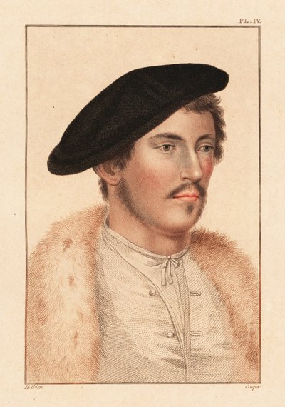 Retrato de un desconocido, corte del rey Enrique VIII, c. 1532.,1812 (grabado) de Hans (after) Holbein the Younger