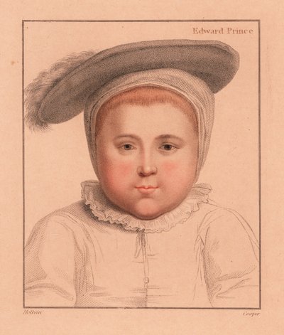El príncipe Eduardo, de 1 año de edad, más tarde rey Eduardo VI de Inglaterra.,1812 (grabado) de Hans (after) Holbein the Younger