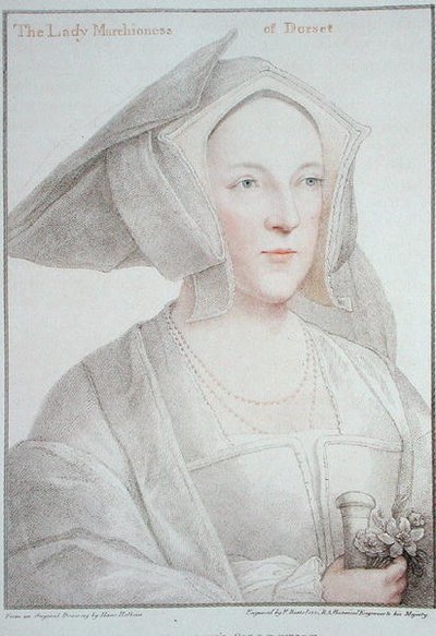 La Dama Marquesa de Dorset (1481-1535) grabado por Francesco Bartolozzi 1795 de Hans (after) Holbein the Younger