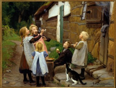 H.A.Brendekilde, burbujas de jabón de Hans Andersen Brendekilde