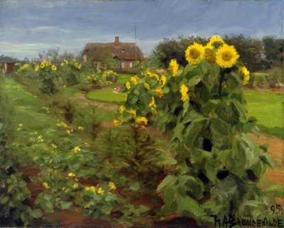 Girasoles en flor de Hans Andersen Brendekilde