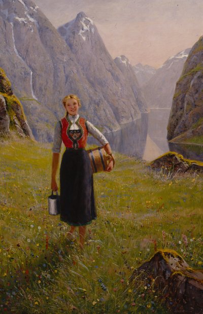 Lechera (óleo sobre lienzo) de Hans Andreas Dahl
