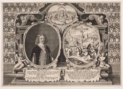Niels Windet a Grundet y una representación de Cristo en la cruz de Hans Andreas Greys