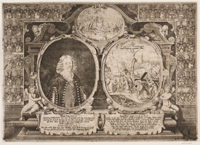Niels Windet a Grundet y una representación de Cristo en la cruz de Hans Andreas Greys
