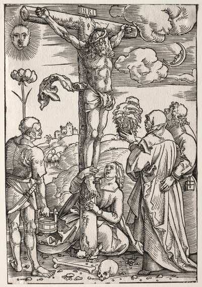 Cristo en la Cruz con María, San Juan, María Magdalena y San Esteban de Hans Baldung