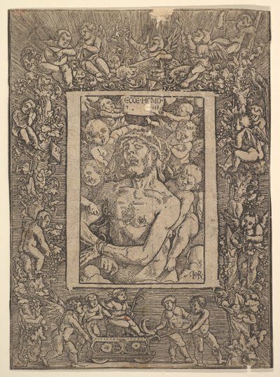 Ecce Homo con borde ornamental mostrando el triunfo de Baco de Hans Baldung