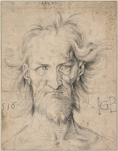 Cabeza de un anciano barbudo Saturno, 1516 de Hans Baldung