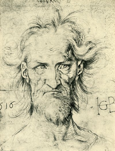Cabeza de un anciano barbudo Saturno, 1516, 1943 de Hans Baldung