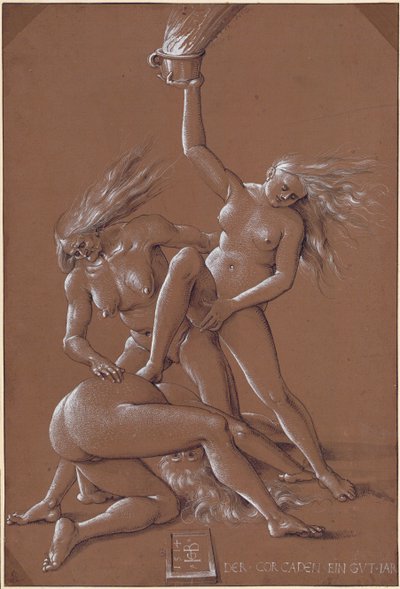 Saludo de Año Nuevo con Tres Brujas, 1514 de Hans Baldung