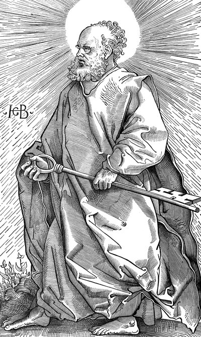 San Pedro sosteniendo su símbolo de una llave de Hans Baldung