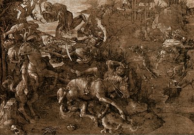 Batalla de los caballeros con la muerte de Hans Baldung Grien