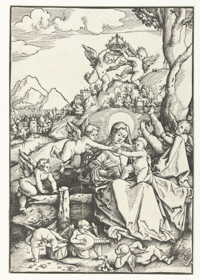 María y el niño con ocho ángeles en un paisaje de Hans Baldung Grien