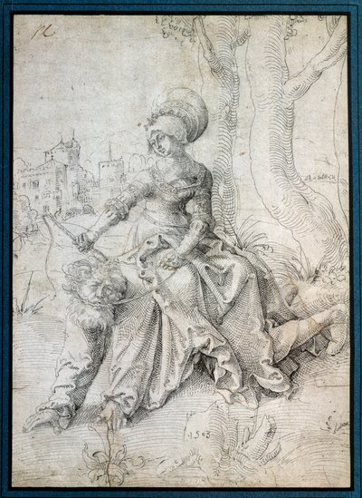 La mujer montando al hombre: Phyllis sentada en la espalda de Aristóteles que camina a cuatro patas de Hans Baldung Grien
