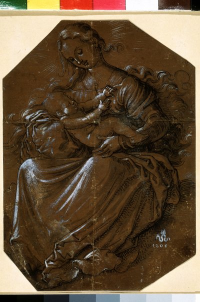"Virgen y el Niño" (Virgin and Child) Dibujo a tinta y pluma sobre papel marrón de Hans Baldung (1484-1545) Museo Pushkin del siglo XVI, Moscú de Hans Baldung Grien