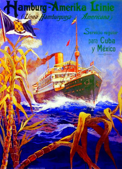 Cartel publicitario de la Hamburg American Line de Hans Bohrdt