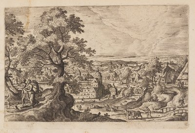 Lámina 16, de Paisajes con escenas del Antiguo y Nuevo Testamento y las Metamorfosis de Ovidio de Hans Bol