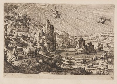 Lámina 18, de Paisajes con escenas del Antiguo y Nuevo Testamento y las Metamorfosis de Ovidio de Hans Bol