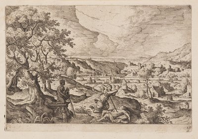 Lámina 19, de Paisajes con escenas del Antiguo y Nuevo Testamento y las Metamorfosis de Ovidio de Hans Bol