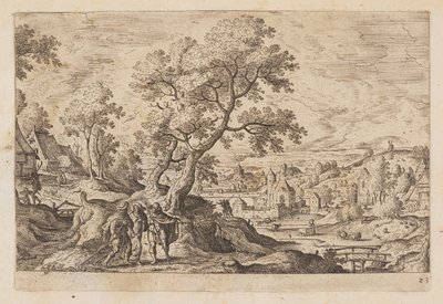 Lámina 23, de Paisajes con escenas del Antiguo y Nuevo Testamento y las Metamorfosis de Ovidio de Hans Bol