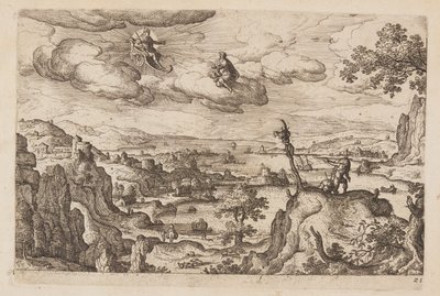 Lámina 25, de Paisajes con escenas del Antiguo y Nuevo Testamento y las Metamorfosis de Ovidio de Hans Bol
