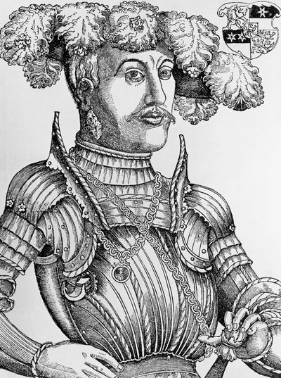 Retrato de Felipe I, landgrave de Hesse, conocido como el Magnánimo (1504-1567), grabado de Hans Brosamer (1495-1554) de Hans Brosamer
