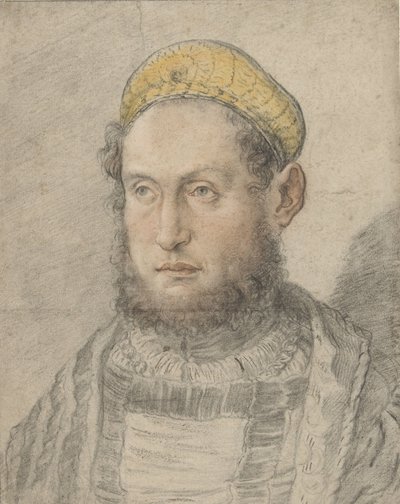 Retrato de un hombre distinguido con barba y gorro de oro de Hans Burgkmair (I)