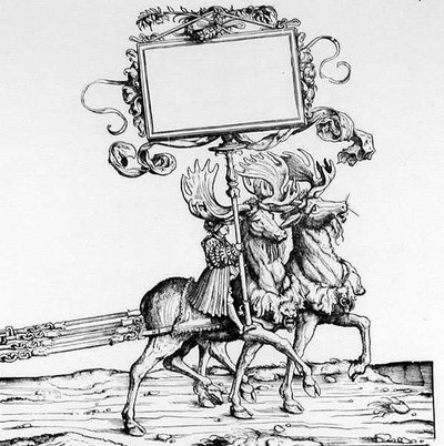 Un Par de Ciervos Liderando un Carruaje, de la Procesión Triunfal de Maximiliano, c.1516-18 de Hans Burgkmair