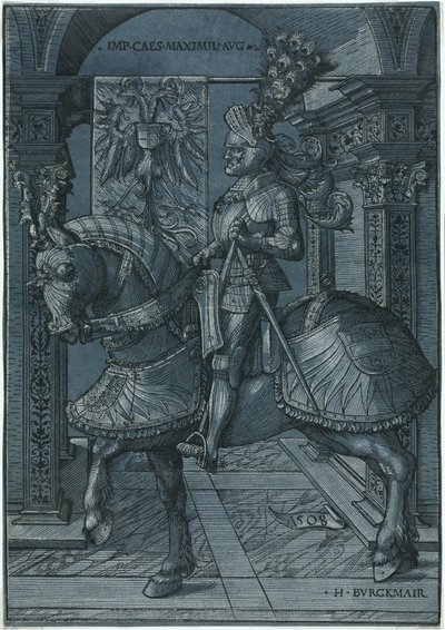 Retrato ecuestre del Emperador Maximiliano, 1508 de Hans Burgkmair