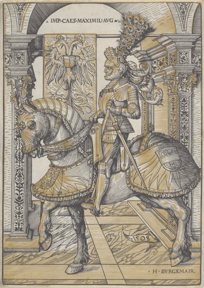 Retrato ecuestre del emperador Maximiliano I, 1508 de Hans Burgkmair